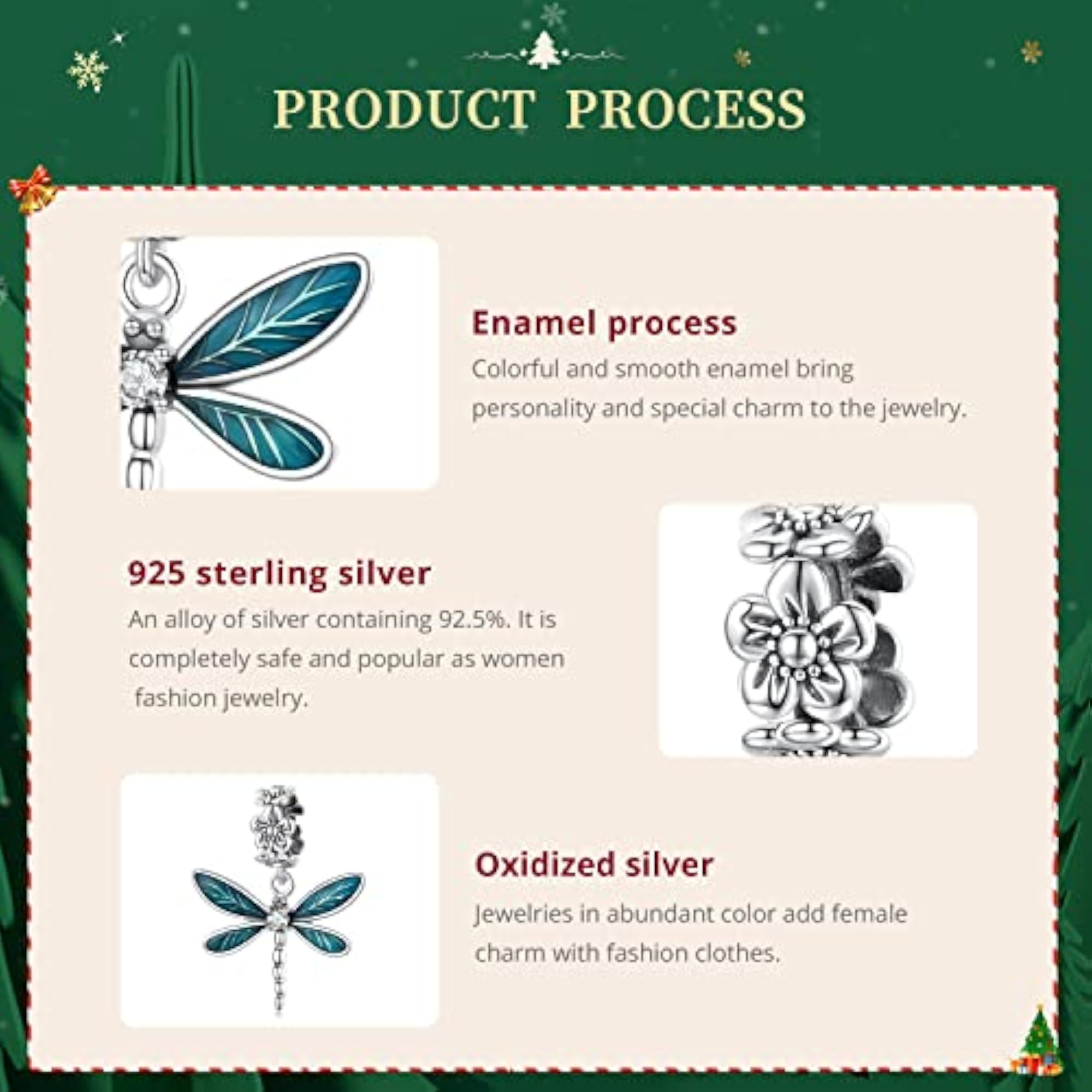 Women's 925 Sterling Silver Butterfly & Dragonfly Charm Bead
